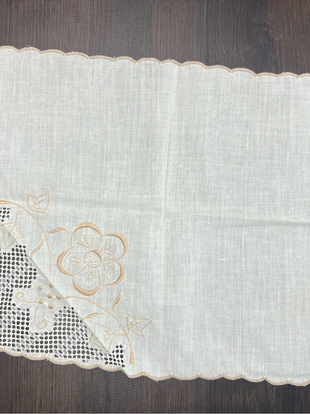 Set of Five Vintage Off White and Brown Napkins
